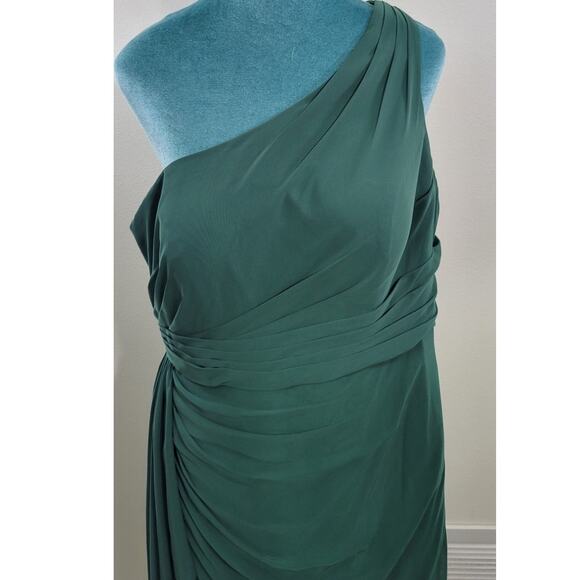 Azazie Green One Shoulder Dress - Picture 4 of 14
